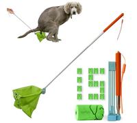 Dog Pooper Scooper Catcher Long Handle, Extendable Dog Poop Cleaning Tool with 15pcs Bag Attachment No Touch Avoid Bend Over Poop Picker Upper for Small Medium Large Dogs,Suit for Yard Park Wild City