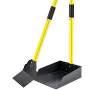 Dog Pooper Scooper,Tray and Spade Set Poop Scooper for Dogs, Adjustable Long Handle Metal Pooper Scooper with Bin for Pet Waste Removal, No Bending Clean Up for Medium and Large Dogs
