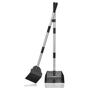 Dog Pooper Scooper,Tray and Spade Set Poop Scooper for Dogs, Adjustable Long Handle Metal Pooper Scooper with Bin for Pet Waste Removal, No Bending Clean Up for Medium and Large Dogs