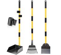 Dog Pooper Scooper Tray, Rake & Shovel Kit, Heavy Duty Dog Poop Scooper with Adjustable Metal Long Handle, Portable Large Dog Poop Picker Upper with 10 Waste Bag for Yard, Walks, Grass & Garden Leaves