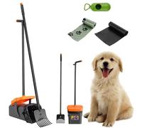 Dog Pooper Scooper with Automatic Lid Closure, Adjustable Long Handled Pooper Scooper for Dogs, Cats, Non-Breakable Dog Poop Picker Upper, Portable Dog Poop Grabber for Yard, Grass, Dirt or Gravel