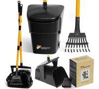 Dog Pooper Scooper with Bag Attachment - Metal Pooper Scooper Heavy Duty - Easy Cleanup, Ergonomic Design - Dog Poop Picker Upper with Long Handle & Bin Rake Set - Ultimate Dog Poop Scooper for Yard