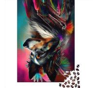 Dog Pop Art Animal Wooden Jigsaw Puzzles for Adults 1000 Piece Toys Family Jigsaw Games Birthday Puzzle Educational Boys Girls 1000pcs (75x50cm)