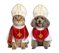 Dog Pope Costume,Cat Pope Costume,Pets Popes Outfit,Pet Costumes Accessory for Small Dogs Cats Outfit,for Pet Parties,Festival Celebrations and Entertainment (L)