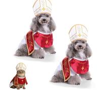 Dog Pope Costume, Cat Pope Costume, Pope Hat for Dog Cat, Pet Pope Outfit, Mini Craft Costume, For Pets Parties, Festival Celebrations and Entertainment (2Pcs)