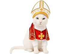 Dog Pope Costume,Cat Pope Costume,Pope Hat for Dog Cat,Pet Pope Outfit,Pet Costumes Accessory for Small Dogs Cats Outfit,for Pets Parties, Festival Celebrations and Entertainment (L)