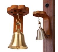 Dog Potty Training Door Bell - Mount with Brass Bell | Puppy Alert | Crisp Loud Brass Bell, Strong Self-Adhesive Bracket, Natural Construction, for House Training and Outdoor Break Alerts