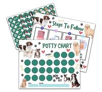 Dog Potty Training Sticker Chart, 10 Potty Charts with 216 Round Stickers & 1 Instruction Sheet, Potty Reward Sticker Chart for Toddlers Boys Girls - A01