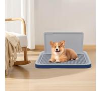 Dog Potty Training Tray with Wall Column & Mesh Design - Puppy Pad Holder for Small/Medium Dogs, Indoor Anti-Leak Toilet - Lightweight, Easy-Clean, Non-Slip Base (19.8x15.3x1.1in/50x39x3cm)