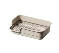 Dog Potty Tray, High Walls Pee Pad Pot, Low Entry Puppy Pott with Grate, Indoor Dogs Litter Box for Pet Training Potty System Fast Cleaning(Beige,42cm)