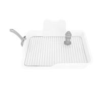 Dog Potty Tray, Indoor Puppy Toilet with Splash Guard Removable Grid Pee Pad Holder Indoor Dog Bathroom for Housebreaking Training in Apartments Small Spaces (White)