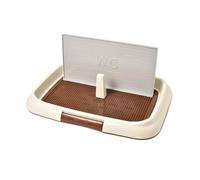 Dog Potty Tray with Removable Mesh Grate, 47 x 35 cm, Beige Brown Color | Snap-On Easy Cleaning, Anti-Slip Base, Puppy Training, PP Plastic, Indoor Use