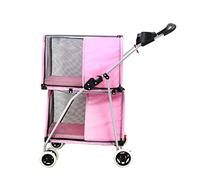 Dog Pram Cat Buggy Pet Bike Carrier Bicycle Carriers Trailers Medium Dogs Foldable Two-Storey Pet Car (Pink)