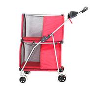 Dog Pram Cat Buggy Pet Bike Carrier Bicycle Carriers Trailers Medium Dogs Foldable Two-Storey Pet Car (red)
