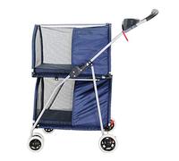 Dog Pram Cat Buggy Pet Bike Carrier Bicycle Carriers Trailers Medium Dogs Foldable Two-Storey Pet Car (Blue)