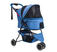 Dog Pram Dog Stroller Cat Stroller Foldable Dog Stroller Pet Dogs Cat Strollers with Storage Basket and Cup Holder for Small Medium Cats Dogs Dog Pushchair Dog Buggy(Blue)