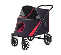 Dog Pram Dog Stroller Cat Stroller Foldable Doggy Stroller for Medium Large Dogs, Pet Stroller with 4 Wheels, Mesh Window, Big Dog Walking Stroller Dog Pushchair Dog Buggy(B)