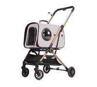 Dog Pram Dog Stroller Cat Stroller Foldable Pet Stroller 3-in-1 Dog Stroller with Detachable Space Bag and Storage Basket 4 Wheels for Dogs & Cats Dog Pushchair Dog Buggy(Grey)
