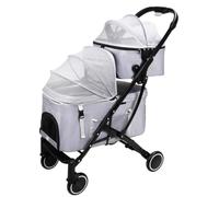 Dog Pram Dog Stroller Cat Stroller Folding Dog Stroller, 4 Wheels Cat Strollers with Detachable Carrier Pet Gear for Small Medium Cats Dogs Puppy Dog Pushchair Dog Buggy(A)