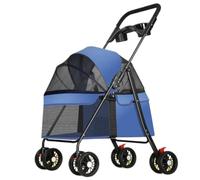 Dog Pram Dog Stroller Cat Stroller Folding Dog Stroller with Detachable Carrier Pet Stroller for Small Medium Dogs Cats, 4 Wheels Travel Carrier Dog Pushchair Dog Buggy(Blue)