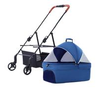 Dog Pram Dog Stroller Cat Stroller Folding Pet Stroller, Up to 44lbs Dog Folding Stroller, 4 Wheels Dog Cat Puppy Stroller for Medium Small Pet Dog Pushchair Dog Buggy(Blue)