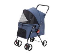 Dog Pram Dog Stroller Cat Stroller Folding Pet Stroller with 4 Wheel Cat Stroller for Travel Walk Dog Stroller for Small Medium Dogs & Cats Dog Pushchair Dog Buggy(Blue)