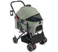 Dog Pram Dog Stroller Cat Stroller Folding Travel Pet Stroller with Storage Basket Dog Strollers with Detachable Carrier for Small Cats Dogs Dog Pushchair Dog Buggy(G)