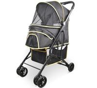 Dog Pram Dog Stroller Cat Stroller Portable Foldable Travel Pet Stroller 1-Hand Quick Fold Aluminum Frame Pet Stroller for Small Medium Dogs Cats Dog Pushchair Dog Buggy(C)