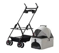 Dog Pram Dog Stroller Cat Stroller Removable Pet Stroller with 4 Wheels Folding Dog Stroller with Storage Basket Cat Stroller for Medium Small Dogs Dog Pushchair Dog Buggy(Grey)