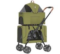 Dog Pram Dog Stroller Cat Stroller Travel Dog Stroller with Detachable Carrier Folding Pet Stroller with Wheels Cat Stroller for Small Medium Cats Dog Pushchair Dog Buggy(Grün)