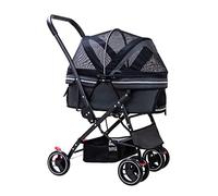 Dog Pram Pet Stroller for Small Mediun Dogs / 2 Cats, Dog Strollers Separable Pet Cat Dog Stroller Pushchair Travel Carrier Trolley Aluminum Bracket Cart Carriage (Dark Gray)