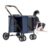 Dog Pram Pushchair Luxury Multi Pet Travel Stroller Folding Large Space Carrier, Pet Dog Strollers for Large Dogs, Dog Stroller Foldable Cart Carriage for Cat Dog and More (Blue)