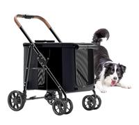 Dog Pram Pushchair Luxury Multi Pet Travel Stroller Folding Large Space Carrier, Pet Dog Strollers for Large Dogs, Dog Stroller Foldable Cart Carriage for Cat Dog and More (Nero)