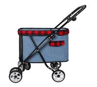 Dog Pram Stroller Pet Strollers for Small Dogs Lightweight 360° Smooth Front Wheel Cat Stroller with Wheels Easy to Fold Armrest 4-Speed Adjustment (Blue C)