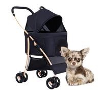 Dog Pram Travel Stroller Carrier Outdoor Buggy 4 Wheel Pet Cat Stroller, Pet Dog Strollers for Small Dogs, Pet Cat Stroller Folding Detachable Dog Pushchair for Small Dogs(Nero)