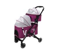 Dog Prams Pushchairs Double-Layer Pet/Cat/Dog Strollers, Premium Pet Stroller for 2 Cats Dogs Detachable Two-Layer Stroller Travel Cart Carrier for Twin or Multiple (Color : Purple)