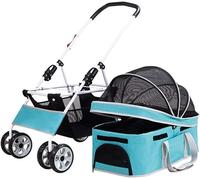 Dog Premium Dog Strollers for Medium Dogs Lightweight Pet Stroller Dog Cart Cat Stroller Pet Carrier Foldable 4 Wheel Dog Prams with Detachable Carrier (Grey a) (Blue)