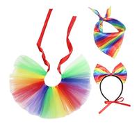 Dog Pride Apparel, Dog Outfit with Rainbow Headband, Scarf Collar and Skirt, Pet Clothes for Gay Pride Month Party, Outfit