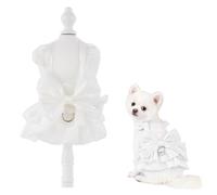 Dog Princess Costume Dog Wedding Dress Cute Cat Skirt Sleeveless Puppy Girl Clothes for Small Pet Puppy Cats with D-Ring (White, Small)
