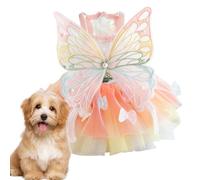 Dog Princess Dress,Rainbow Butterfly Clothes For Cats And Small Dogs - Butterfly Wing Design Cat Clothes Cat Clothes Dresses For Spring And Summer, Colorful Costume