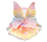 Dog Princess Dress,Summer Thin Cat Rainbow Butterfly Pettiskirt Cute Pet Clothes Chihuahua Teddy Dress Pet Supplies (L)