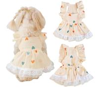 Dog Princess Dress with Heart Pattern,Lace Ruffle Trim, Cat Outfits Puppy Summer Tutu Dress for Small Dogs Pet Outfit for Yorkie Teddy Chihuahua Clothes (M(2.5-4kg), Heart)