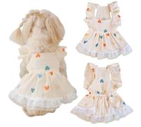 Dog Princess Dress with Heart Pattern,Lace Ruffle Trim, Cat Outfits Puppy Summer Tutu Dress for Small Dogs Pet Outfit for Yorkie Teddy Chihuahua Clothes (S(1.5-2.5kg), Heart)