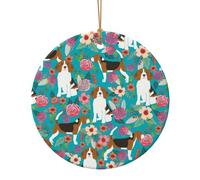 Dog Print Ceramic Round Pendant,Festive Decoration for Home,Mall,Supermarket,Holiday Keepsake
