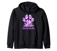 Dog Print Paws For The Cure Fibromyalgia Awareness Month Zip Hoodie