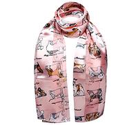 Dog Print Satin Stripe Scarf, Pink