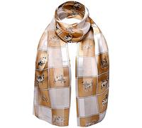 Dog Print Satin Stripe Scarf, Square Beige