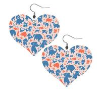 Dog Printed Pattern Double-Sided Faux Leather Large Dangle Earrings for Women Heart-Shape Lightweight Spring Winter Decorative Earrings for Holiday Concert Party Decor Gifts