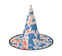 Dog Printed Pattern Print Halloween Cone Witch Hat Cosplay for Wizards Masquerade Halloween Party Accessories.