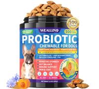 Dog Probiotics Chews for Sensitive Stomach Care, 500 Chews Crunchy Shell with Krill Core, Triple Probiotics & Prebiotics, Supports Digestion & Skin, Chicken Flavor, for All Breeds & Sizes Dogs